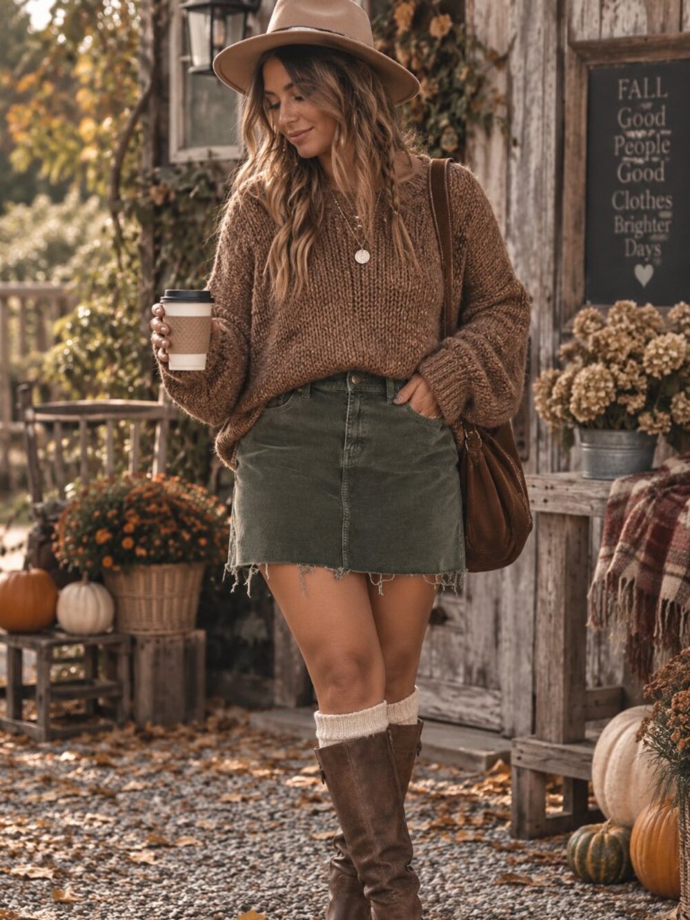 Olive Green Corduroy Raw Hem Mini Skirt